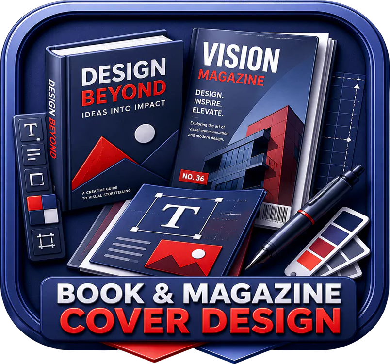 Book and magazine cover design service icon on The D-Zine Studio homepage for print and digital covers