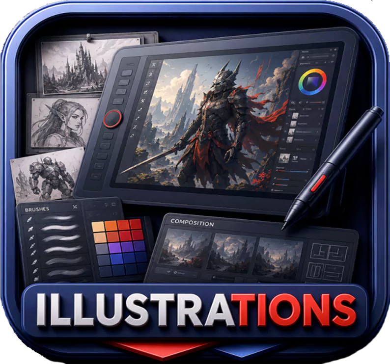 Illustration service icon on The D-Zine Studio homepage for custom digital illustrations